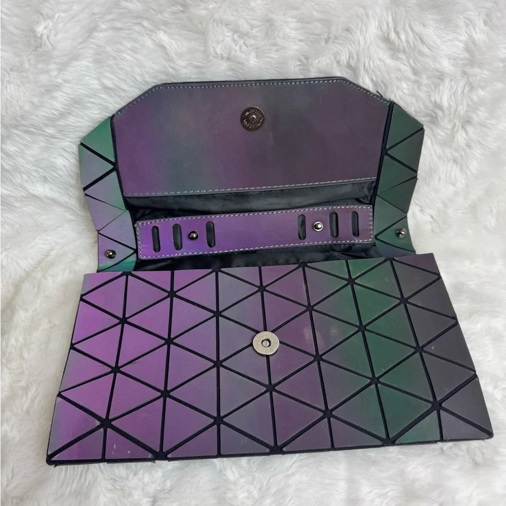 Bao Bao Geometric Black and Purple Women's Clutch